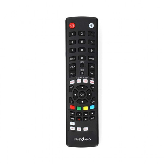 Nedis TVRC2310BK univerzális TV / műholdvevő távirányító, Amazon Prime, Disney+, Netflix, Google Play, Youtube gomb