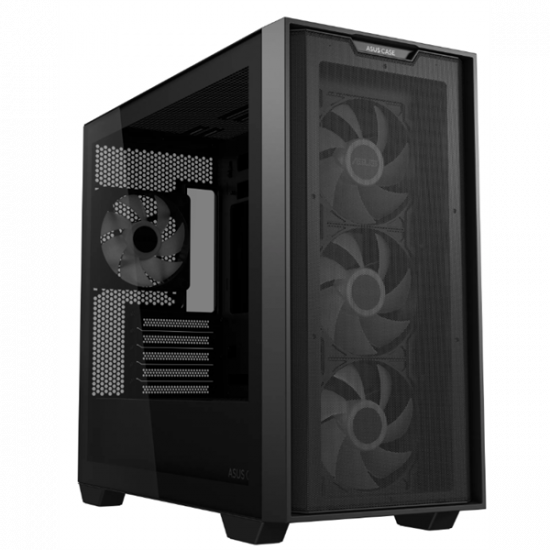 ASUS Ház A21 Plus, Tápegység nélkül, Fekete, Üvegfalú