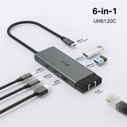 TP-LINK USB Type-C HUB 6 portos 1xHDMI + 1xLAN + 1xPD 100W + 1xUSB-C, 2xUSB, UH6120C
