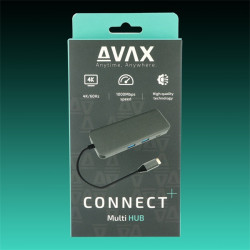 AVAX USB HUB USB-C 8in1 2xUSB3.0, USB-C, HDMI, RJ45, TF/SD, 100W