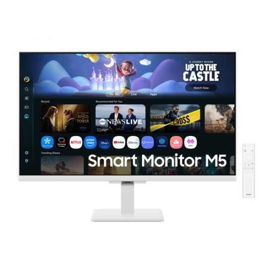 SAMSUNG SMART VA monitor 27" M5, 1920x1080, 16:9, 250cd/m2, 4ms, 2xHDMI/2xUSB/WiFi/Bluetooth, hangszóró, fehér