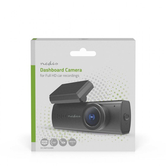 Nedis DCAM1024BK fedélzeti menetrögzítő kamera (dash cam), 1080p@30fps, 2 MPixel, Wi-Fi, LCD, Night view