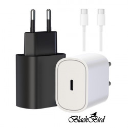 BLACKBIRD Hálózati Adapter T127 20W + Type-C kábel 1m, Fehér