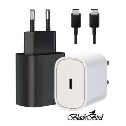 BLACKBIRD Hálózati Adapter T127 20W + Type-C kábel 1m, Fekete