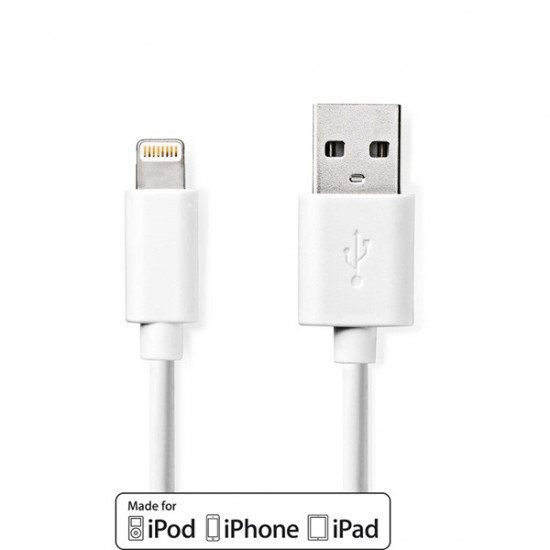 Nedis CCGL39300WT20 USB 2.0, Apple Lightning 8-Pin kábel MFI engedélyes Apple chipkészlettel, 2m