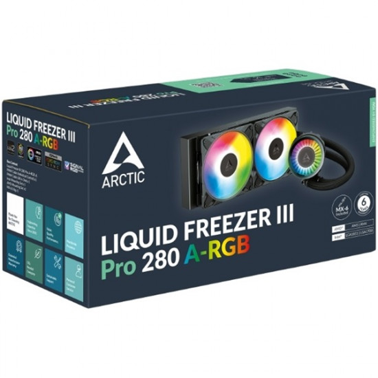ARCTIC COOLING CPU hűtő Liquid Freezer III Pro 280 A-RGB (vízhűtés), Univerzális, Fekete