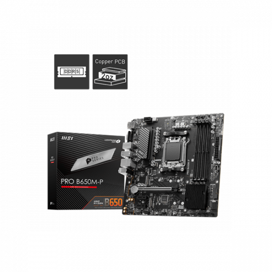 MSI Alaplap AM5 PRO B650M-P AMD B650, mATX