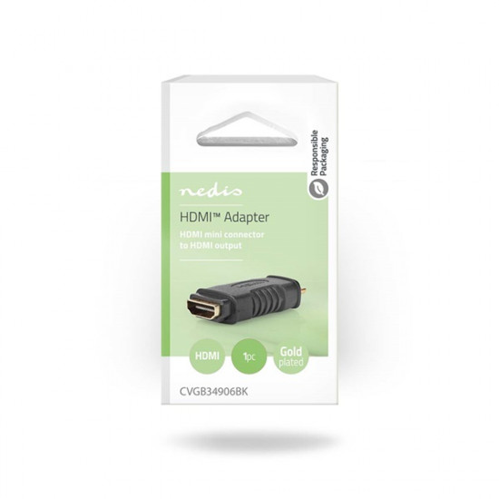 Nedis CVGB34906BK mini HDMI dugó - HDMI aljzat átalakító adapter