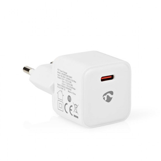 Nedis WCMPD20W100WT PD3.0 töltő, 1,67 / 2,22 / 3,0 A, 20W, USB-C