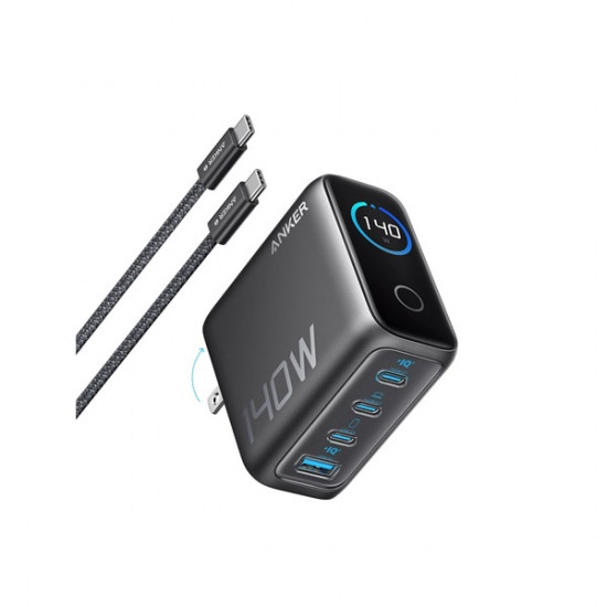 ANKER Hálózati Töltő, 3xUSB-C 1xUSB-A 140W, sötétszürke - B2697GZ1
