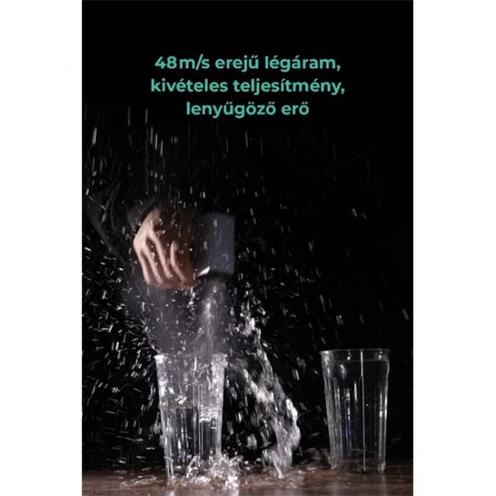 KICA FY4673 ultraerős légfúvó, 48 m/s, 185 gramm tolóerő, LED, 327 gramm, Turbo Boost, 4 mágneses fúvóka, gyorstöltés