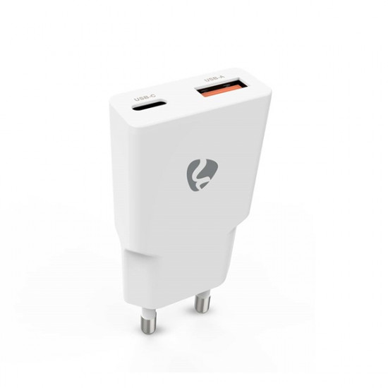 Nedis WCHA20WT gyorstöltő USB-A / USB-C töltő, PD3.0, 20W