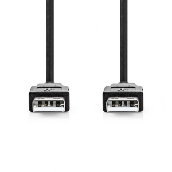 Nedis CCGL60000BK20 USB A apa - USB-A apa kábel, USB2.0, hossz: 2m