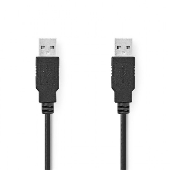 Nedis CCGL60000BK20 USB A apa - USB-A apa kábel, USB2.0, hossz: 2m