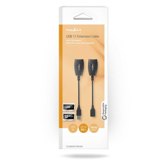 Nedis CCGB60EXTBK500 aktív USB hosszabító UTP kábelen kábelen, max. 50m-ig