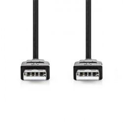 Nedis CCGL60000BK10 USB A apa - USB-A apa kábel, USB2.0, hossz: 1m
