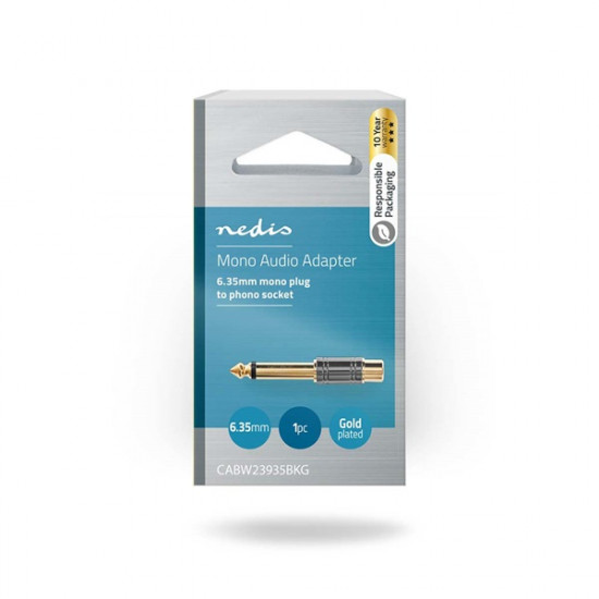 Nedis CABW23935BKG 6,35 mm jack apa - RCA anya, fém, aranyozott