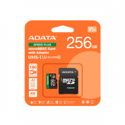 ADATA Memóriakártya MicroSDXC 256GB + Adapter SPEED PLUS UHS-I U3 (180/160)