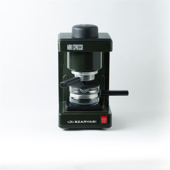 Szarvasi SZV-612/3 Mini presszókávéfőző, olajzöld, 800W,  2 / 6 személyes kivitel, üveg kiöntő edény, zárócsavar