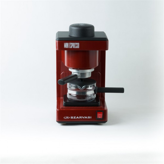 Szarvasi SZV-612/3 Mini presszókávéfőző, bordó,  800W,  2 / 6 személyes kivitel, üveg kiöntő edény, zárócsavar