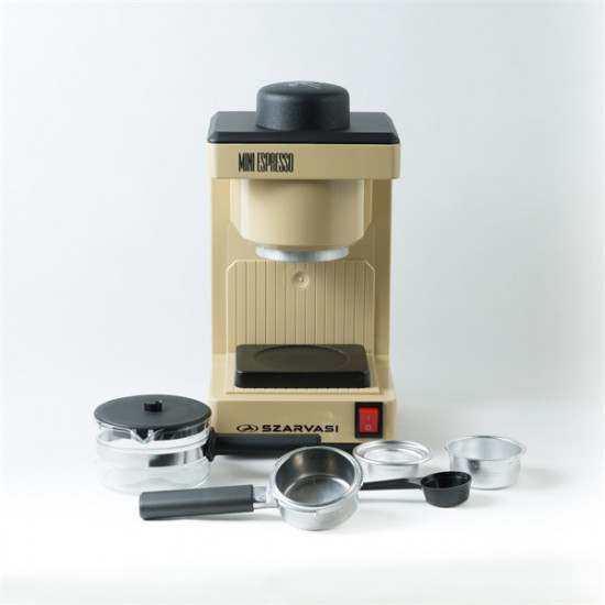 Szarvasi SZV-612/3 Mini presszókávéfőző, drapp,  800W,  2 / 6 személyes kivitel, üveg kiöntő edény, zárócsavar