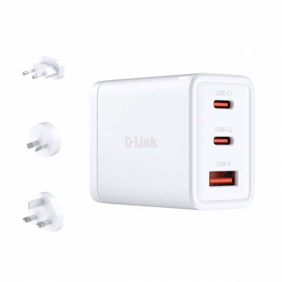 D-LINK Hálózati Adapter 65W GAN 2xUSB-C + 1xUSB, DCP-651