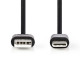 Nedis CCGL60601BK20 USB A - USB C (USB-C) kábel, 5W, hossz 2m