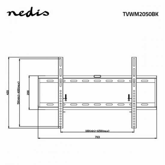 Nedis TVWM2050BK LCD TV / monitor fali tartó fix 42 - 70 "  Max. teherbírás: 60 kg,  Min. faltávolság: 29 mm