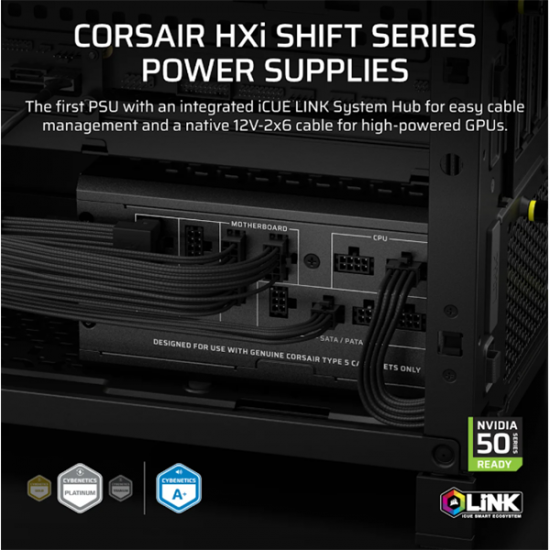CORSAIR Tápegység Moduláris, iCUE LINK HXi SHIFT Series, HX1000i SHIFT,Watt, Cybenetics Platinum