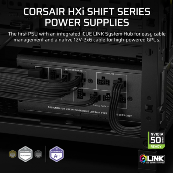 CORSAIR Tápegység Moduláris, iCUE LINK HXi SHIFT Series HX1200i SHIFT, Cybenetics Platinum