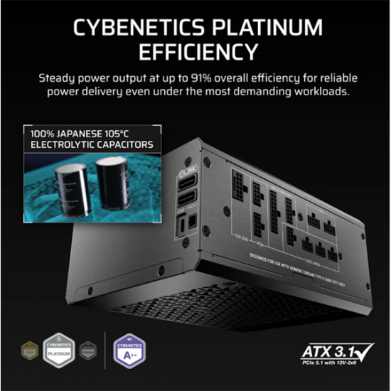 CORSAIR Tápegység Moduláris, iCUE LINK HXi SHIFT Series HX1200i SHIFT, Cybenetics Platinum