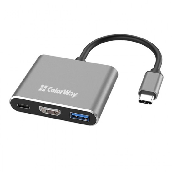 COLORWAY USB hub (dokkolóállomás) ColorWay USB-C 3 az 1-ben Type C PD 100W/USB3.0/HDMI 4K (CW-HUB08)