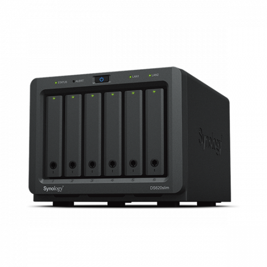 SYNOLOGY NAS 6 fiókos DS620slim Intel Celeron J3355 2x2,5GHz, 2GB DDR3, 2x1GbE, 2xUSB3.2Gen1