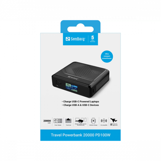 Sandberg Travel Powerbank 20000 PD100W