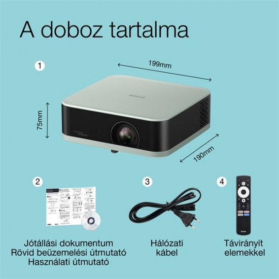 EPSON Projektor - Lifestudio Pop – EF-61G Jégzöld (3LCD, 1920x1080, 16:9, 700 AL, 5 000 000:1, HDMI/USB/WiFi)