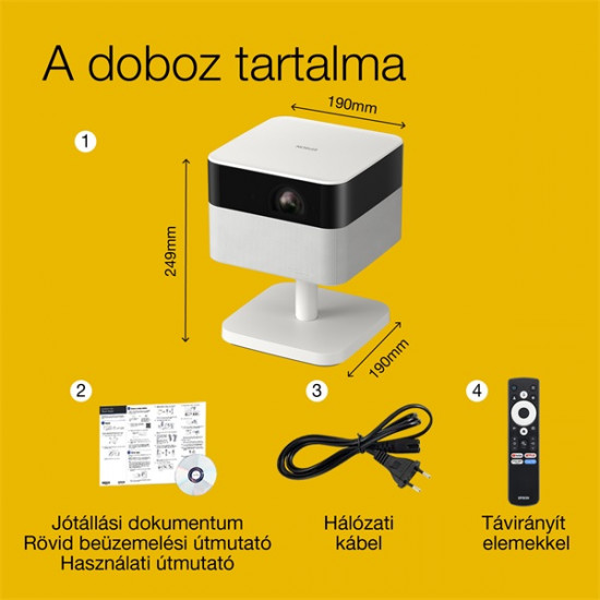 EPSON Projektor - Lifestudio Flex – EF-71 Gyémántfehér (3LCD, 1920x1080, 16:9, 700 AL, 5 000 000:1, HDMI/USB/WiFi)