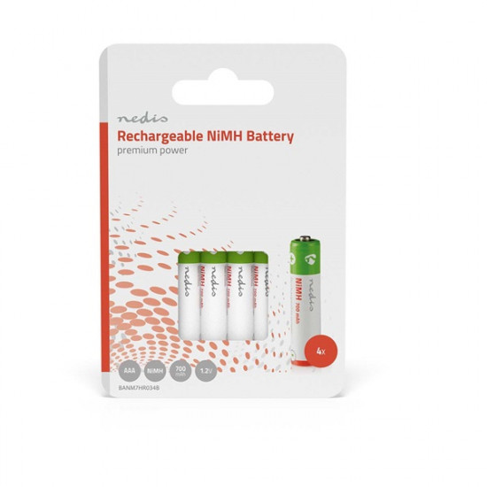 Nedis BANM7HR034B, AAA akku csomag 1,2V 700mAh, 4db/csomag