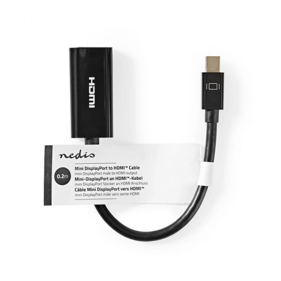 Nedis adapter kábel CCGT37650BK02 mini displayport 1.2 dugó - HDMI aljzat, 0,20m