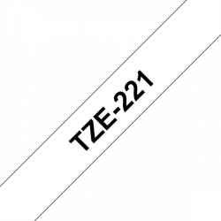 BROTHER szalag TZe-221, Fehér alapon Fekete, Laminált, 9mm  0.35", 8 méter