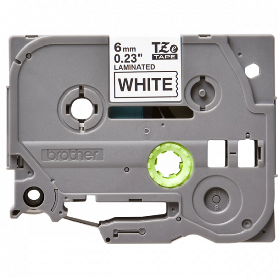 BROTHER szalag TZe-211, Fehér alapon Fekete, Laminált, 6mm  0.23", 8 méter